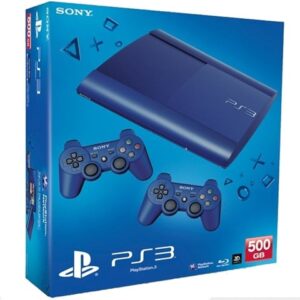PS3 Super Slim Console, 500GB, Blue, +2Pads Boxed