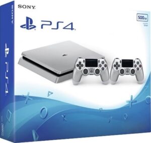 Playstation 4 Slim Console, 500GB Silver (With 2 Silver Pads), Boxed